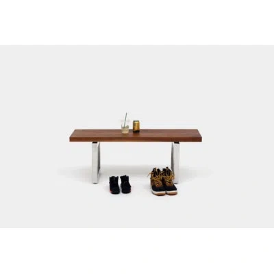 Artless Gax Wood Bench In Stainless Steel
