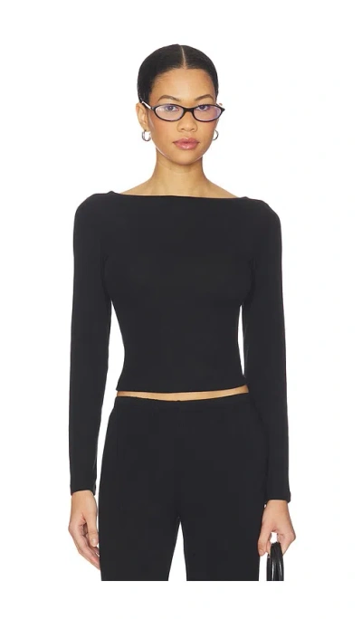 Artless Lane Boatneck Top In Black