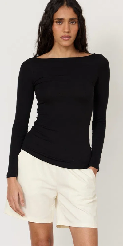 Artless Lane Boatneck Top Black