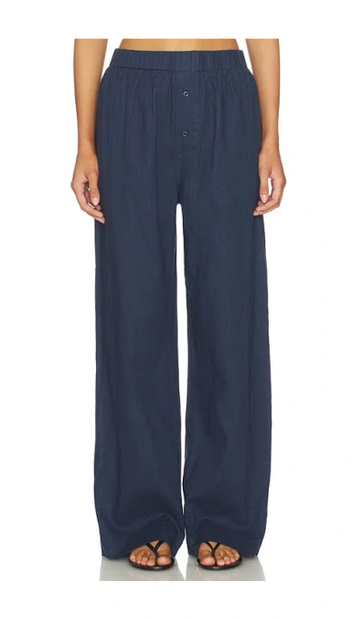 Artless Linen Relaxed Pants In Navy