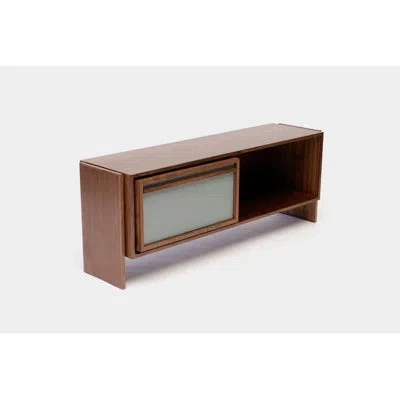 Artless Low Units Solid Wood Recessed Wall Shelf In Battleship Gray,walnut