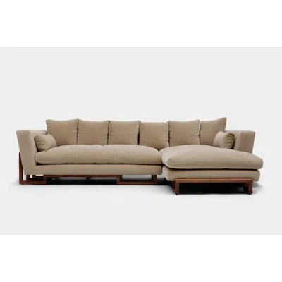 Artless Lrg 114" Wide Sofa & Chaise In Taupe,solid Walnut