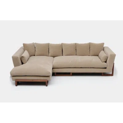Artless Lrg 114" Wide Sofa & Chaise In Taupe,solid Walnut