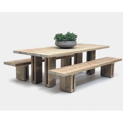 Artless Occidental 3 Piece Outdoor Dining Set In Natural