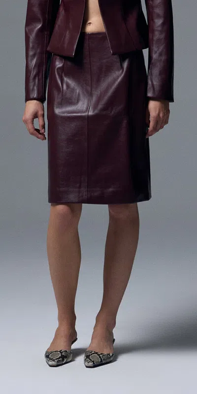 Artless Sloan Vegan Leather Skirt Burgundy