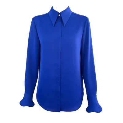 Arto. Women's Be Bright & Excited Cuff Shirt - Royal Blue