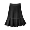 Arto. Women's Black Peace At Crochet Basic Petite High Waisted Knit Skirt In Black