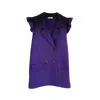 Arto. Women's Black / Pink / Purple Eco Double-breasted Sleeveless Knit Blazer With Detachable Ruffles Sle In Black/pink/purple
