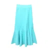 Arto. Women's Blue Be Blossom Flared Maxi Knitted Skirt