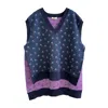 Arto. Women's Blue Hello! Pixel Floral Viscose V-neck Vest In Blue