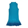 Arto. Women's Blue Lurex Metallic Flying Summer Ribbed Knit Mini Dress In Blue