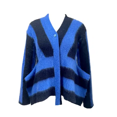 Arto. Women's Bolding Stripes Mohair Cardigan - Blue