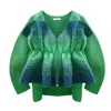Arto. Women's Flower Flared Knitted Cardigan Coat- Green In Green