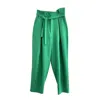 Arto. Women's Green Ruffles Flower-like High Waist Pant In Green