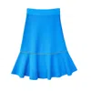 Arto. Women's Peace At Crochet Basic Petite High Waisted Knit Skirt - Blue In Blue