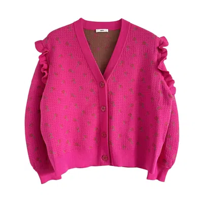 Arto. Women's Pink / Purple Yeah! Pixel Floral Cardigan With Detachable Sleeves - Pink In Pink/purple