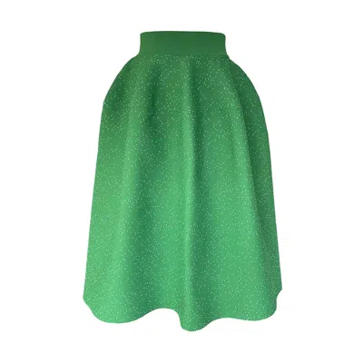 Arto. Women's Polka Dot Green Puffy High Waisted Maxi Skirt