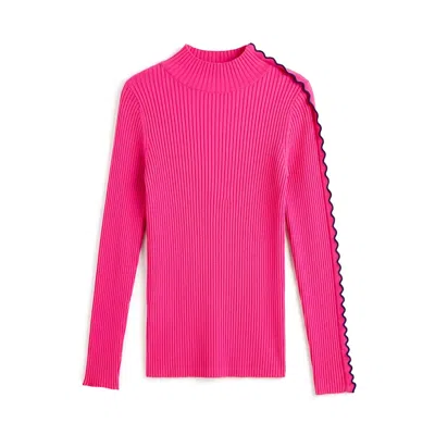 Arto. Women's Two Tones Ribs Mock Neck Top - Pink