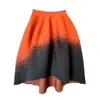 ARTO. WOMEN'S YELLOW / ORANGE HIGH-LOW HEM HIGH WAISTED KNITTED GRADUATION MIDI SKIRT - ORANGE