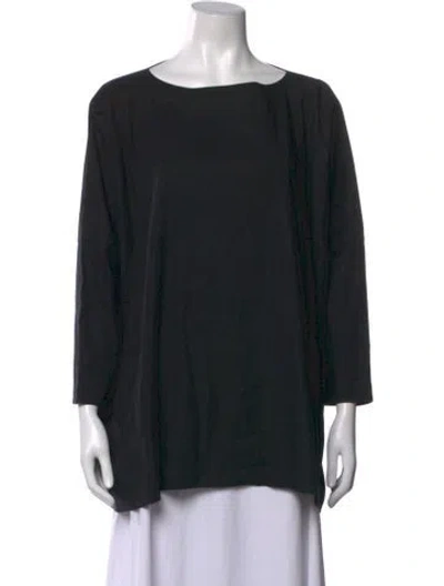 Pre-owned Arts & Science Bateau Neckline Three-quarter Sleeve Top In Black