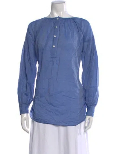 Pre-owned Arts & Science Crew Neck Long Sleeve Blouse In Blue