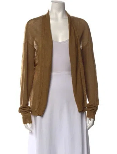 Pre-owned Arts & Science Linen Open Front Sweater In Brown