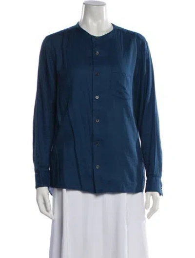 Pre-owned Arts & Science Long Sleeve Button-up Top In Blue
