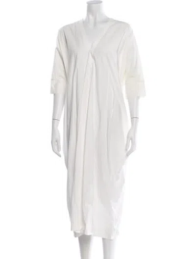 Pre-owned Arts & Science V-neck Long Dress In White