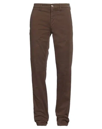 Artu Napoli Man Pants Brown Size 35 Cotton, Elastane