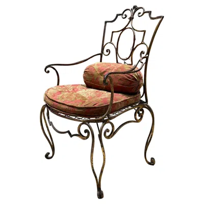 Pre-owned Arturo Pani 1950s  Armchair Italian Gilt Hand Forged Iron In Brown