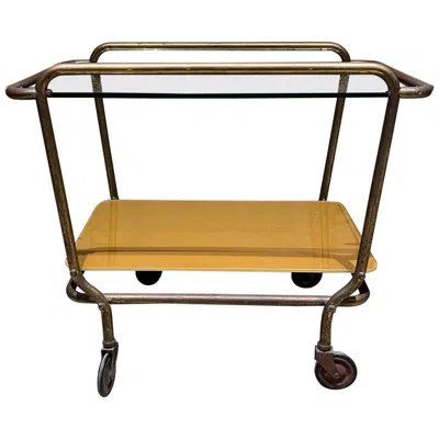 Pre-owned Arturo Pani 1950s  Service Bar Cart Patinated Brass In Sand