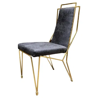 Pre-owned Arturo Pani 1950s  Six Gold Leaf Gray Dining Chairs Mexican Modernism