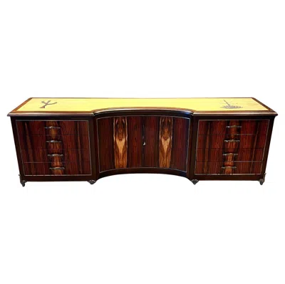 Pre-owned Arturo Pani 1950s Custom Pani Dresser-credenza Rosewood Goldleaf Bronze Mexico City In Brown