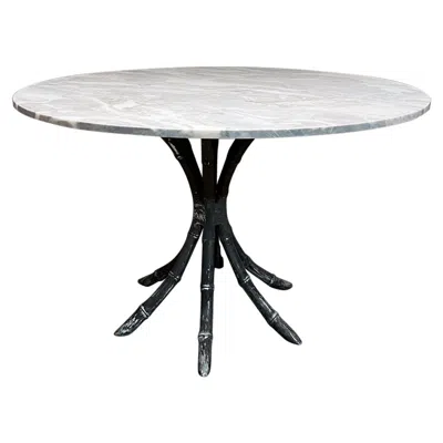 Pre-owned Arturo Pani 1950s Marble Dining Table Faux Bamboo Mexico In Gray