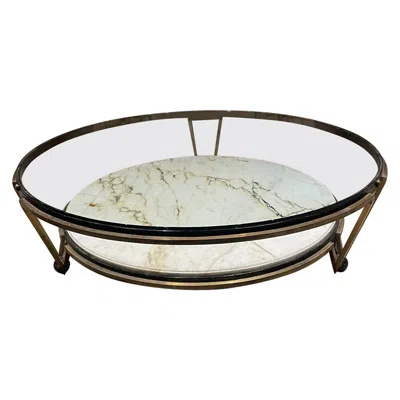 Pre-owned Arturo Pani 1960s  Bronze Marble Cocktail Table Mexico City In Gold