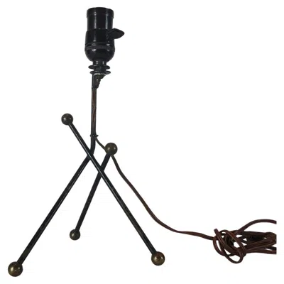 Pre-owned Arturo Pani Small Iron And Brass Lamp Attributed To  In Black