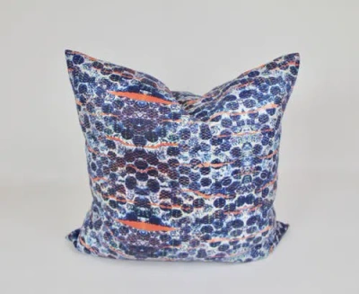 Artxtiles Blue Bubbles Velvet Pillow In Multi