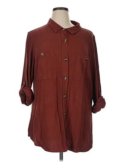Pre-owned Arula 3/4 Sleeve Button Down Shirt In Burgundy