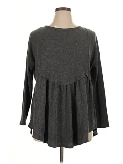 Pre-owned Arula Long Sleeve Top Gray Crew Neck Tops