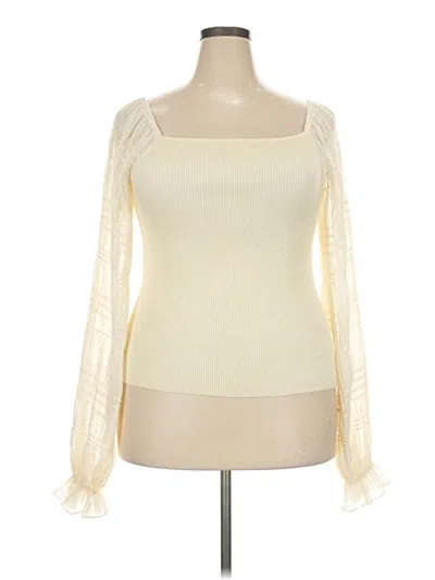 Pre-owned Arula Long Sleeve Top Ivory Square Neckline Tops