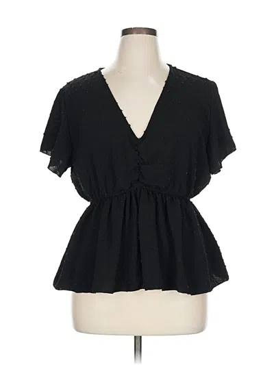 Pre-owned Arula Short Sleeve Blouse In Black