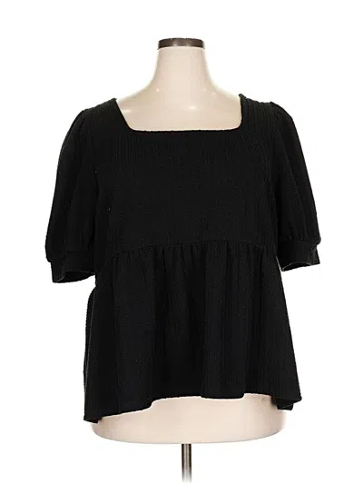 Pre-owned Arula Short Sleeve Blouse In Black