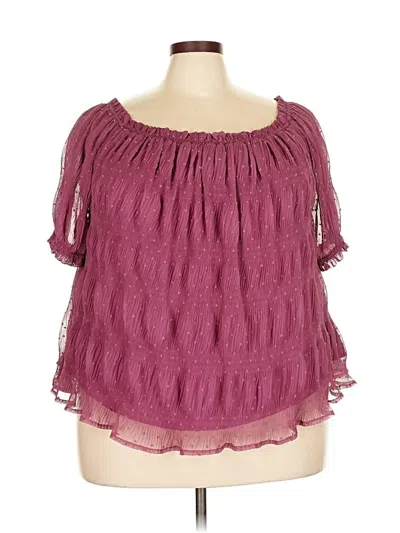 Pre-owned Arula Short Sleeve Blouse In Burgundy