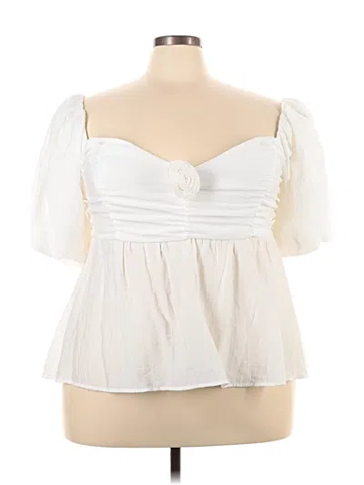Pre-owned Arula Short Sleeve Blouse In White