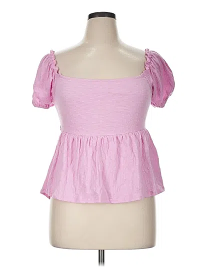 Pre-owned Arula Short Sleeve Top Pink Sweetheart Neckline Tops