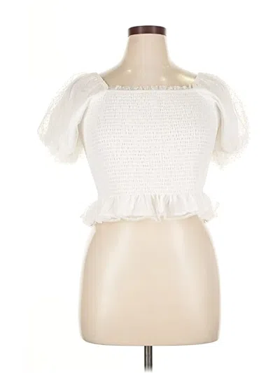 Pre-owned Arula Short Sleeve Top White Sweetheart Neckline Tops