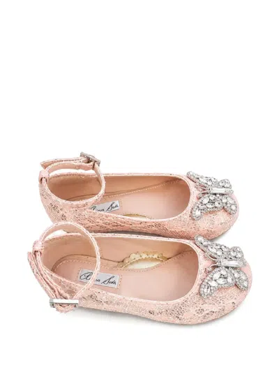 Aruna Seth Kids' Angelina Crystal-embellished Lace Ballet Flats In Pink