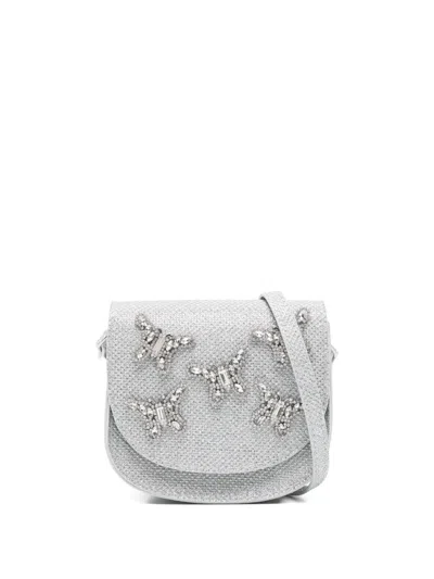 Aruna Seth Kids' Embellished-butterfly Cross Body Bag In Silver