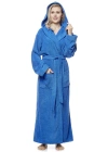 Arus Cotton Full Length Hooded Bathrobe In Blue