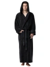 Arus Hooded Long Fleece Robe In Black
